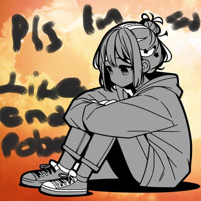 sad anime girl sitting alone