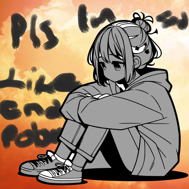 sad anime girl sitting alone