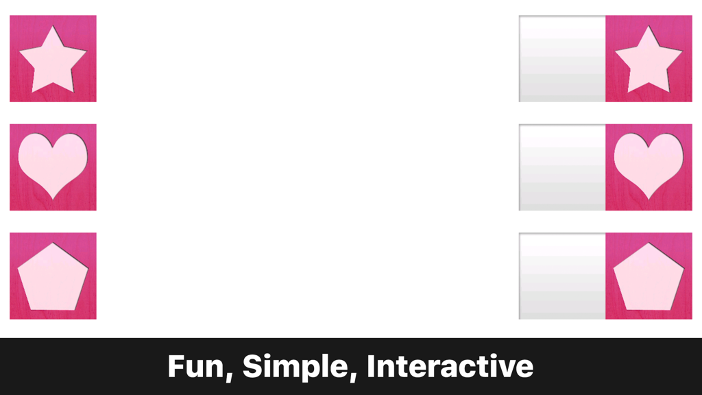 Montessori Matching Board - Interactive shape matching game for toddlers featuring pink star heart and pentagon icons