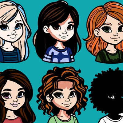 girls that look different cartoon