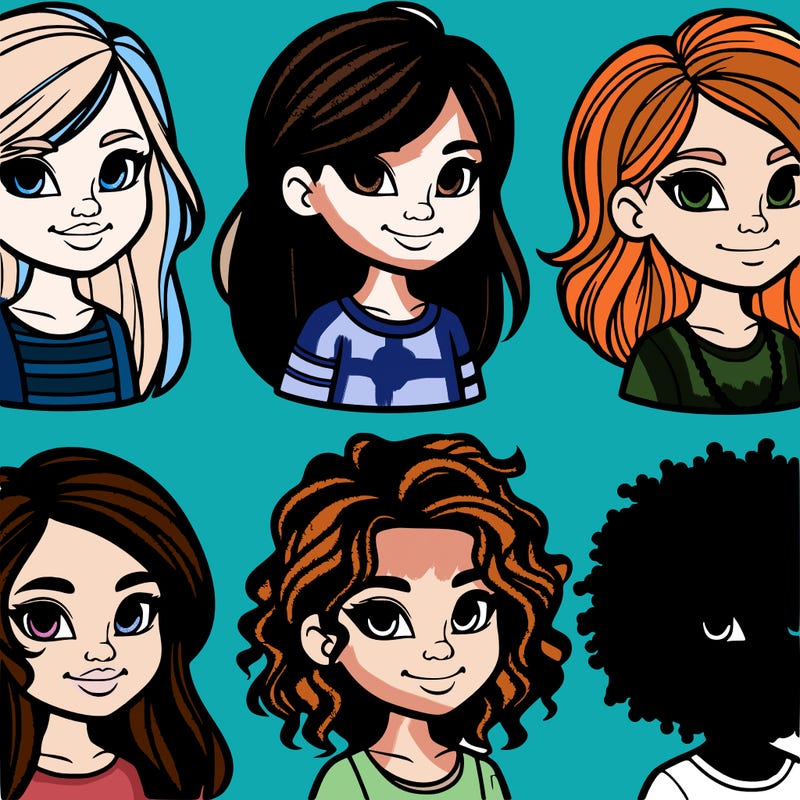 girls that look different cartoon