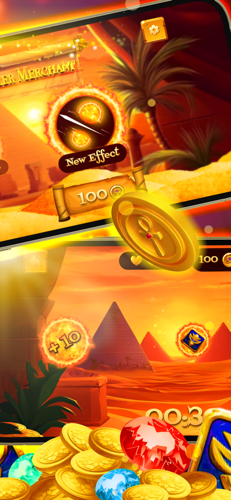 Egypt: Sun Eclipse - Jugabilidad del juego arcade Egypt Sun Eclipse con pirámides y mecánicas de corte de soles