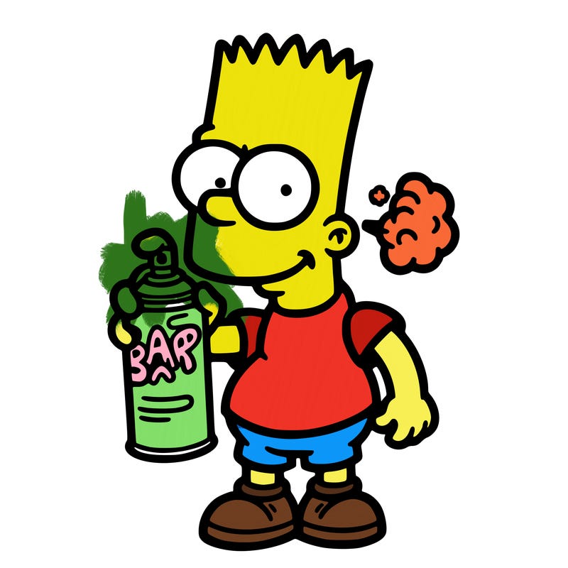 bart with a spray can