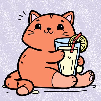 cat with orange juice