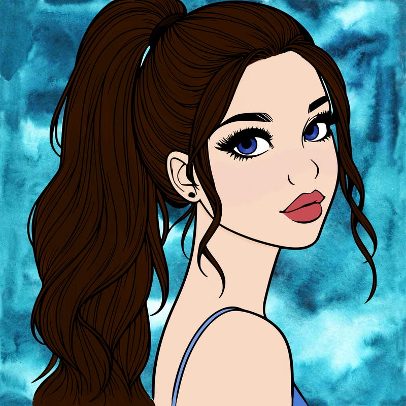 realistic pretty girl with high pony tail