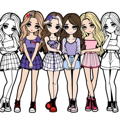a group of girls realistic