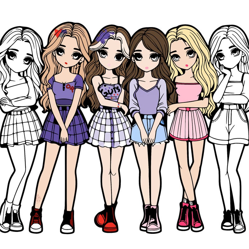 a group of girls realistic