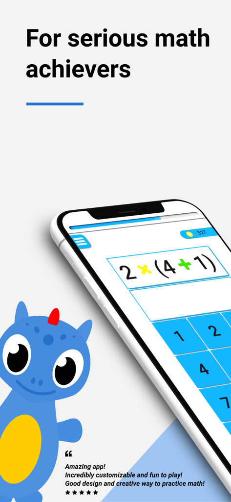 Matix: mental math training - Matix mental math training app interface showing an arithmetic problem and a blue mascot.
