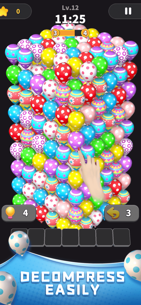 Balloon Master 3D:Puzzle Games - A colorful cluster of patterned 3D balloons in the Balloon Master 3D puzzle game