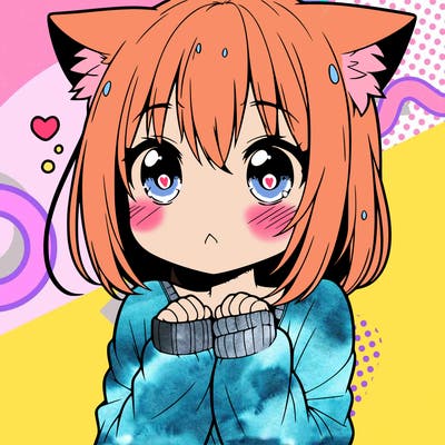 shy anime catgirl