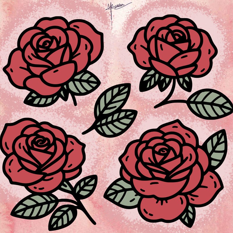 cute four pieces roses