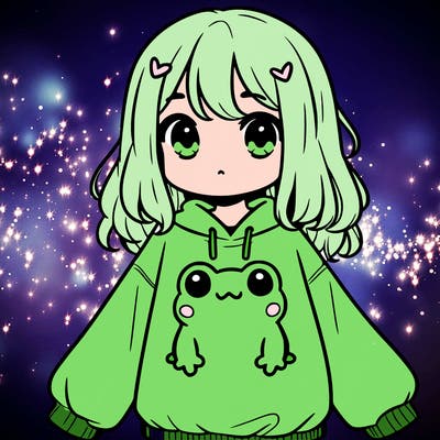 girl wearing frogging sweatshirt