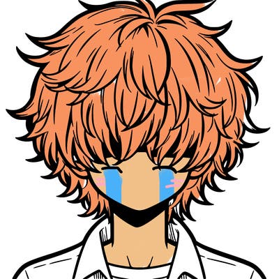 manga boy fluffy hair covering his eyes