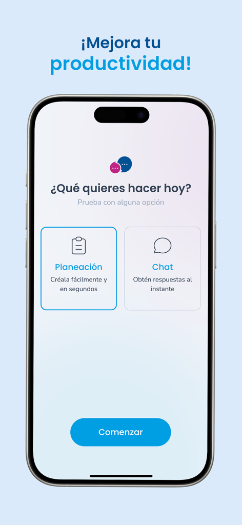 AI Teacher Assistant - KI-Lehrerassistent-App-Bildschirm mit Optionen für Unterrichtsplanung und Sofort-Chat zur Verbesserung der Lehrerproduktivität.