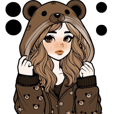 realistic girl in a animal pjs hoodie