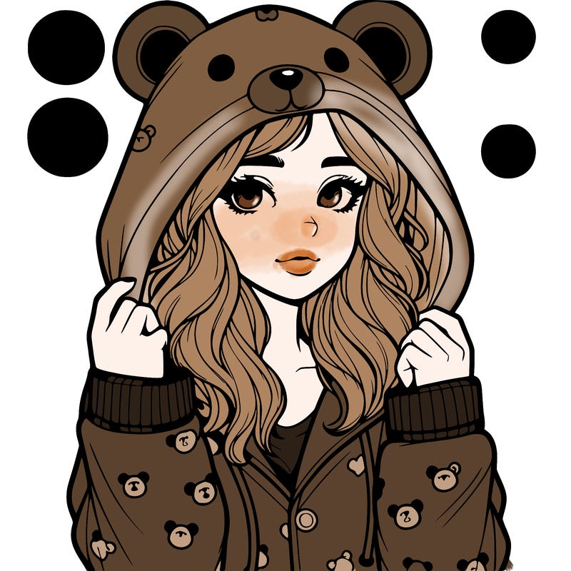 realistic girl in a animal pjs hoodie