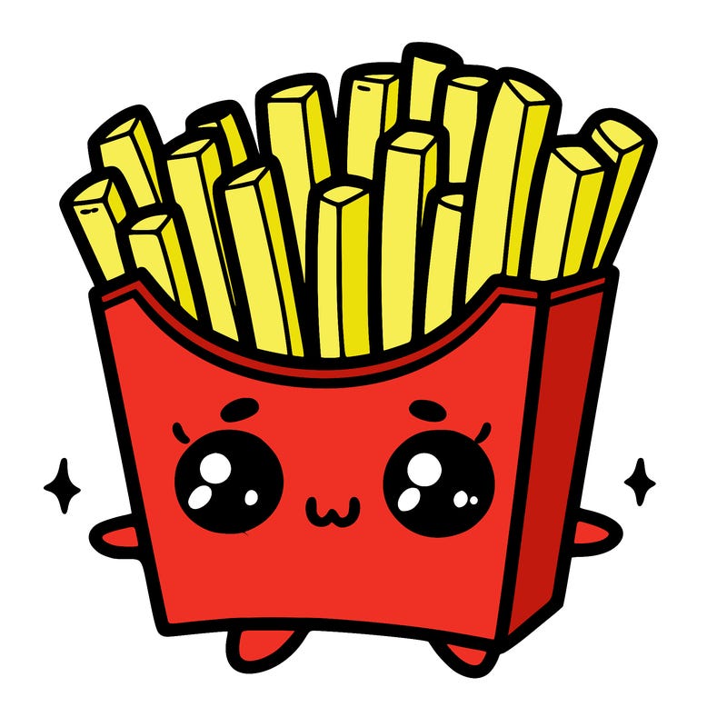 a cute. french fries