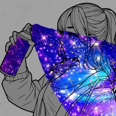 a realistic girl spray, painting