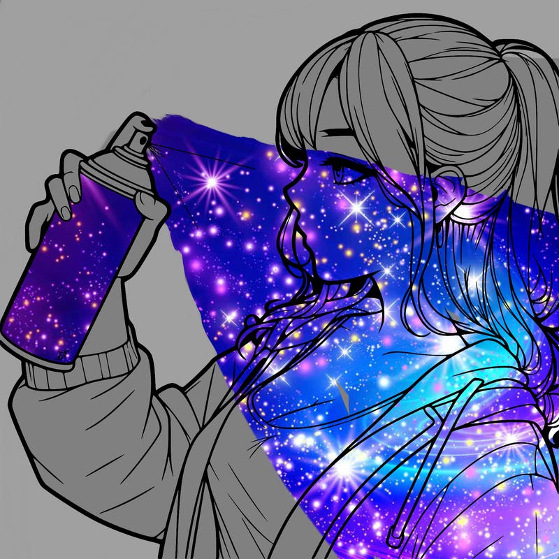 a realistic girl spray, painting