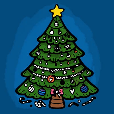 christmas tree with lots of details