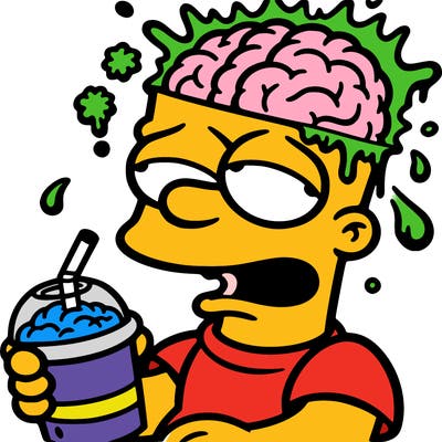 bart with a slushy and brain freeze