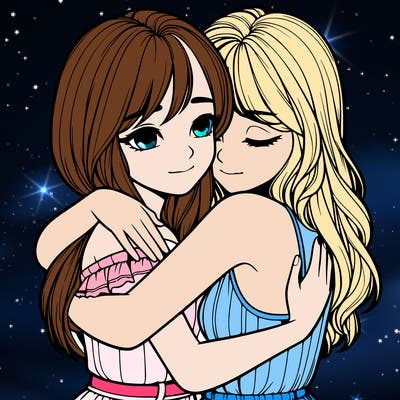 realistic girls hugging