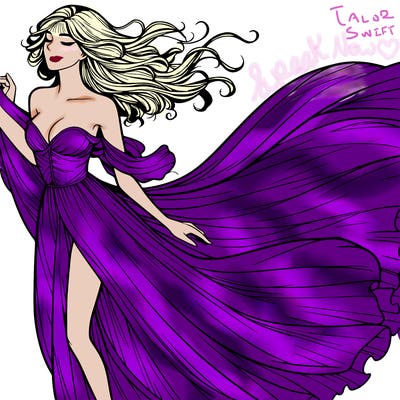 realistic woman in dress flowing the the wind