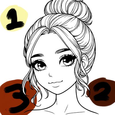 realistic pretty girl with hair in bun