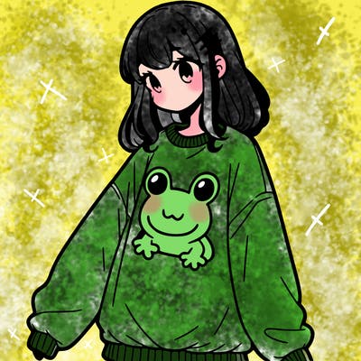 girl wearing frogging sweatshirt