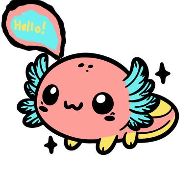 cute easy baby axolotl