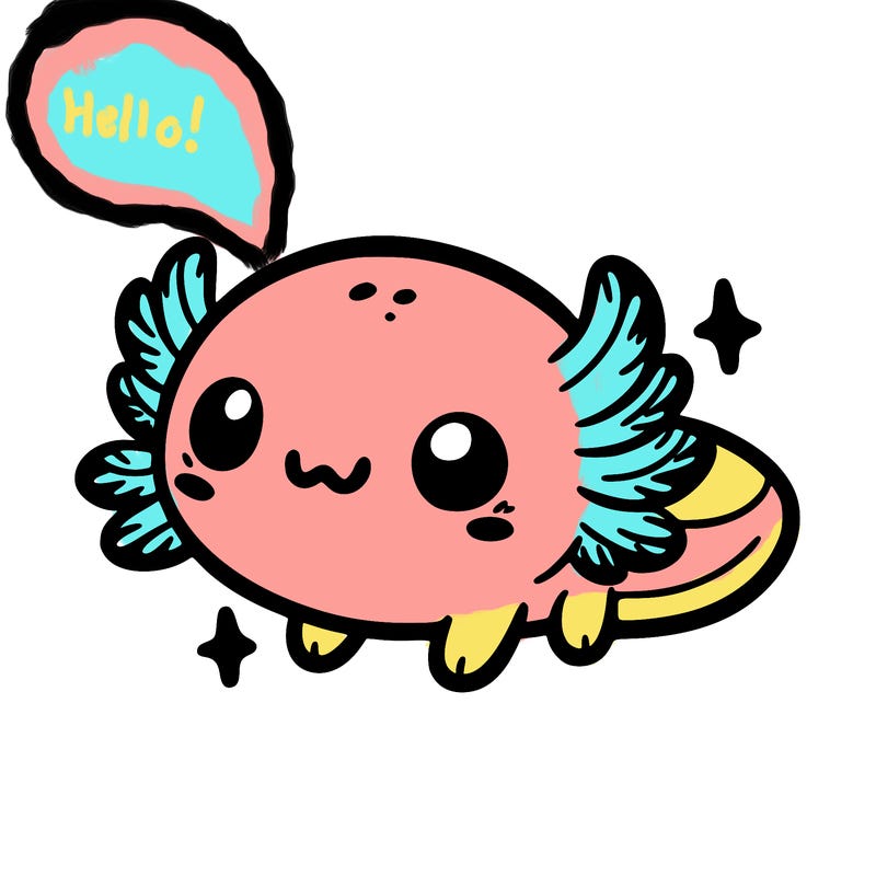cute easy baby axolotl