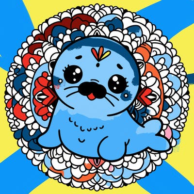 a cute baby seal mandala