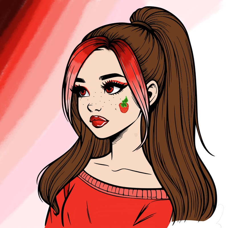 realistic girl with a high ponytail