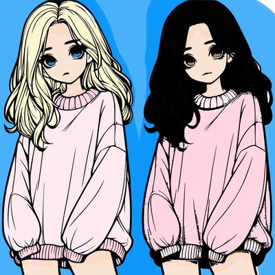 realistic girl with baggy sweater