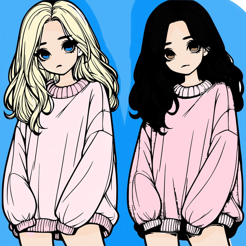 realistic girl with baggy sweater