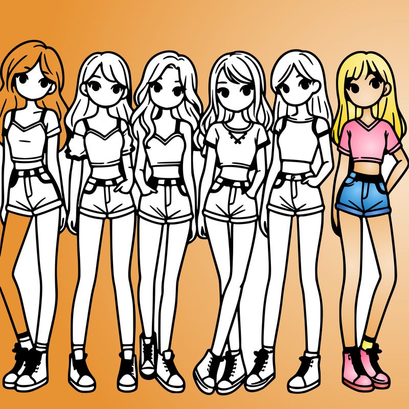 a group of girls wearing crop tops and shorts