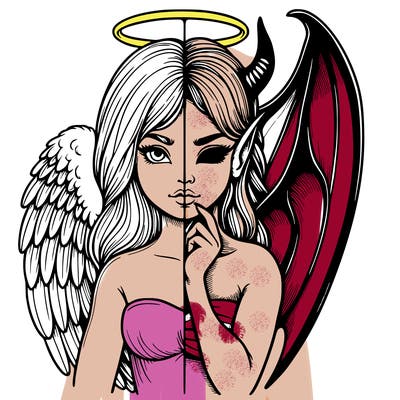 realistic angel half demon