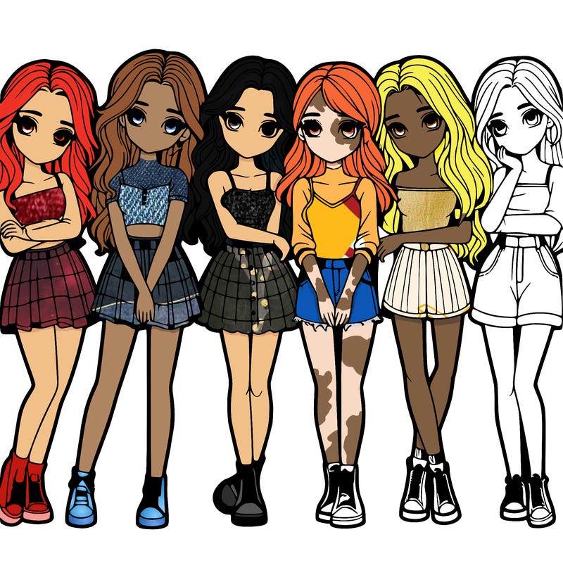 a group of girls realistic