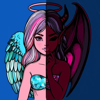 realistic angel half demon