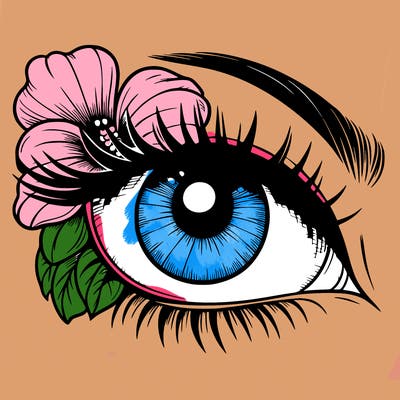 realistic eye with flower