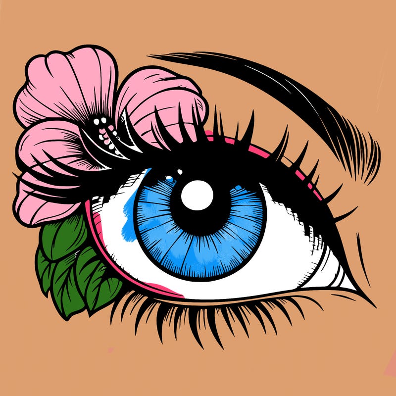 realistic eye with flower