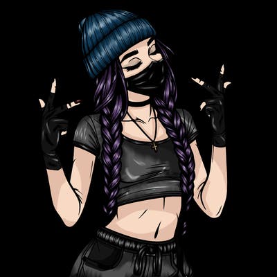 realistic teenage girl with braids and a beanie and crop top doing 🫶🏼