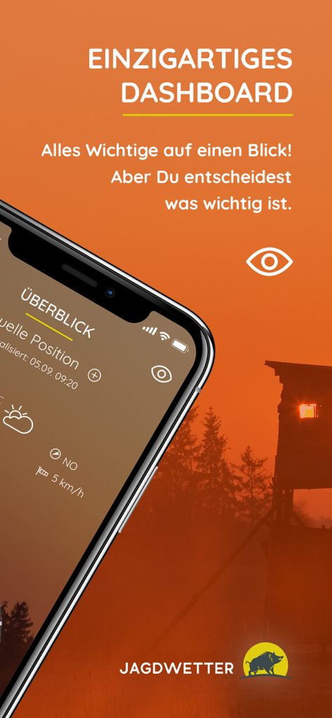 Jagdwetter - Jagdwetter app dashboard displaying hunting weather and wind information