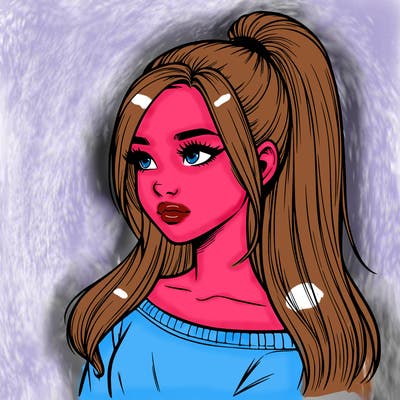 realistic girl with a high ponytail