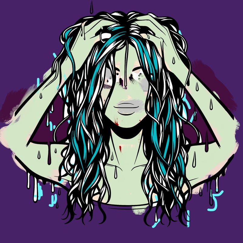 drenched hair realistic woman