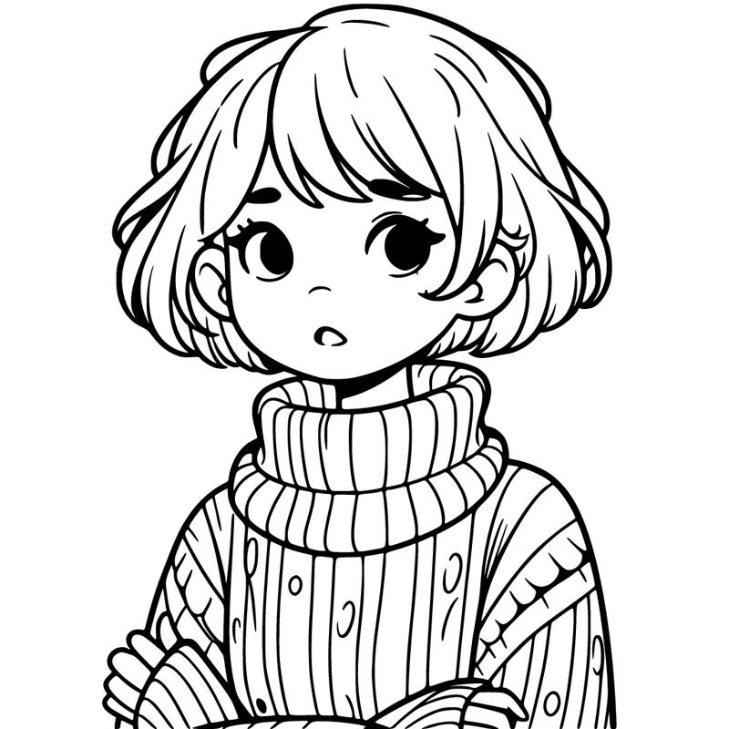 girl in sweater, short hair, and freckles