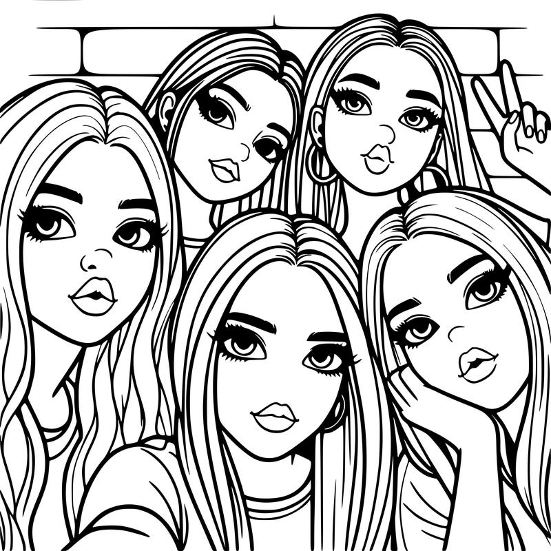 group of teen girls friends y2k up close in a selfie