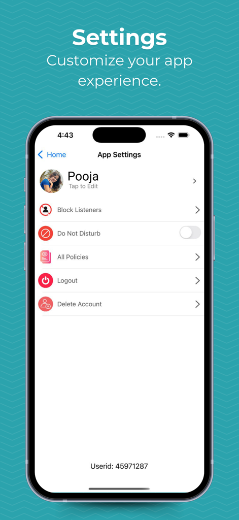 Oppy - User profile and privacy settings page in the Oppy app