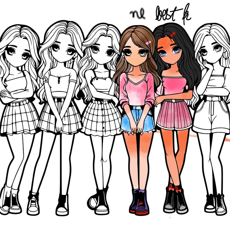 a group of girls realistic
