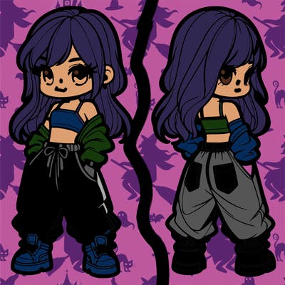 girl in crop top and baggy pants